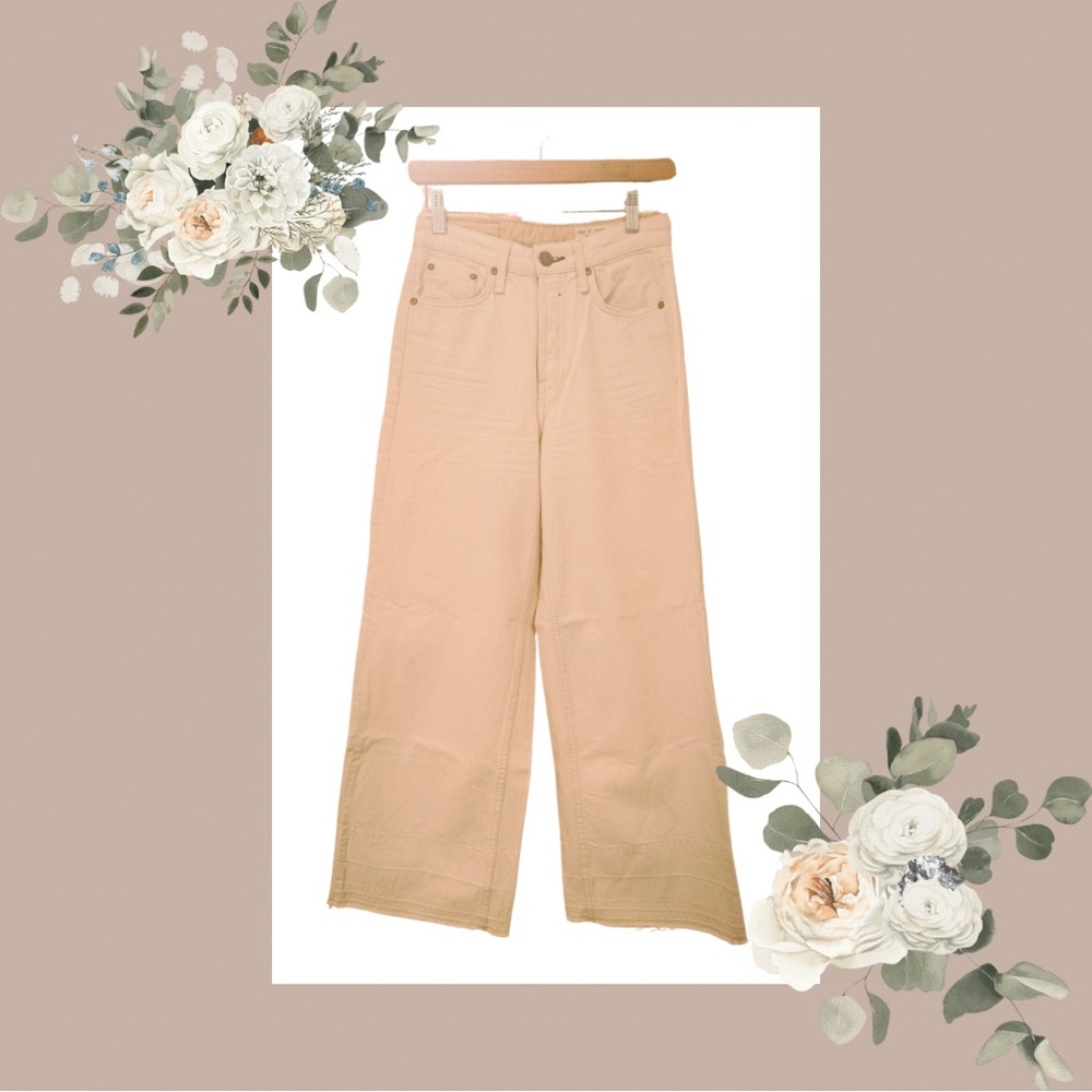 Rag & Bone Ivory High-Waisted Wide-Leg Jeans